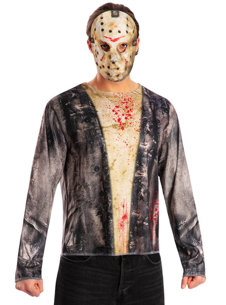 Friday The 13th Jason Mens Halloween Costume Top And Mask Set - Main Image
