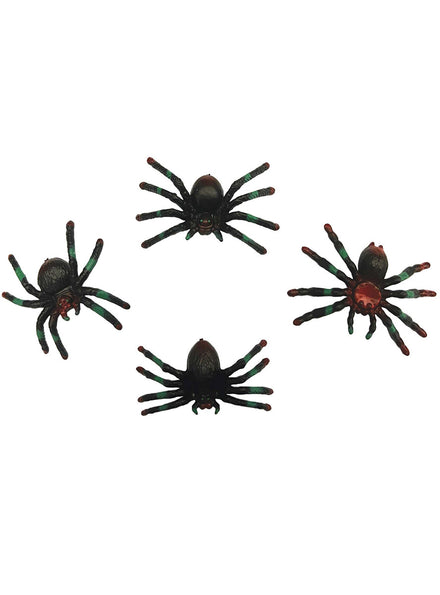 8 Pack of Halloween Fright Night Assorted Mini Spider Decorations - Main Image