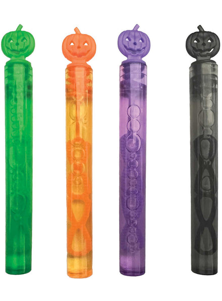 8 Pack Halloween Fright Night Assorted Pumpkin Top Bubble Wands - Main Image