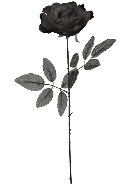 23cm Halloween Fright Night Single Black Rose - Main Image