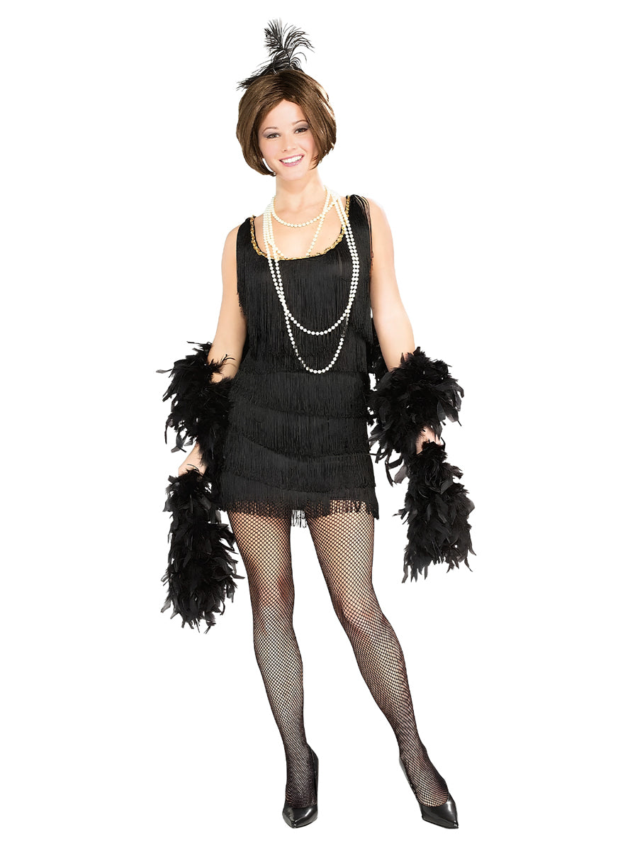 Fringed Black 1920s Flapper Womens Costume