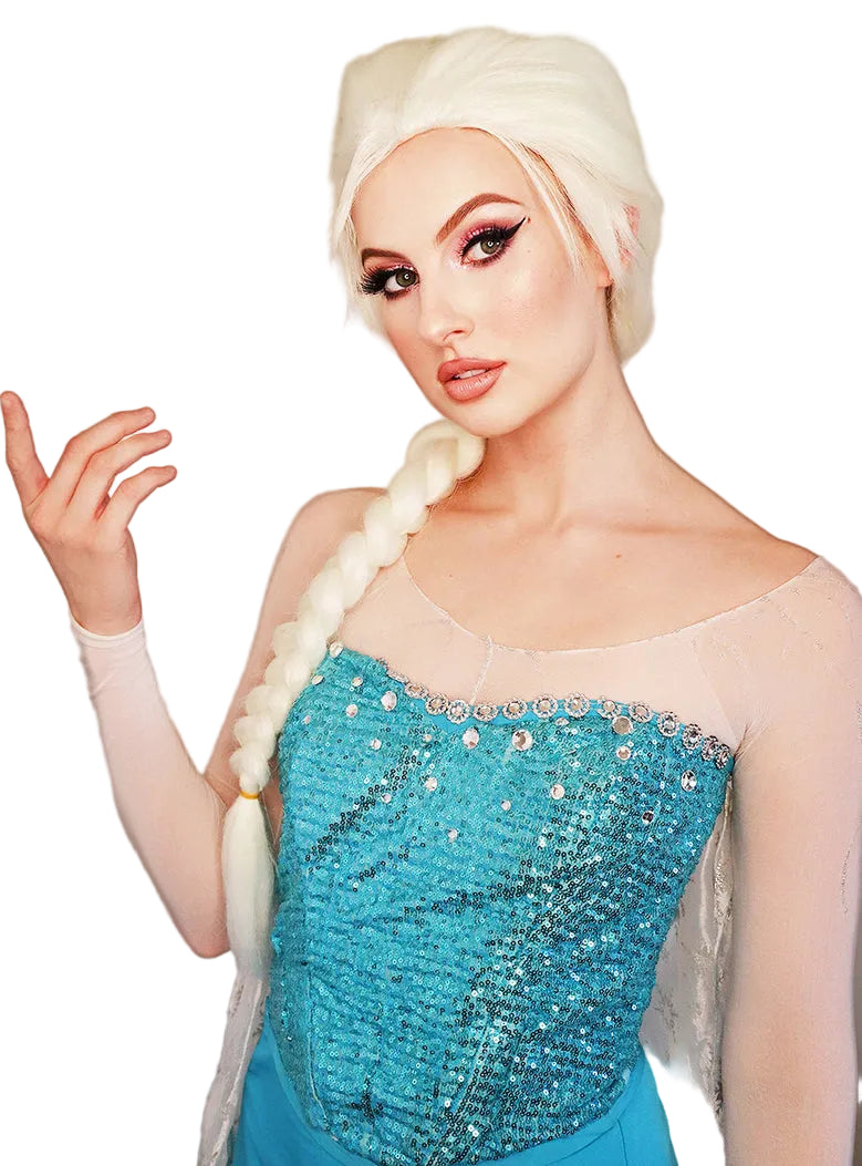 Frozen Queen Womens Long Blonde Plaited Costume Wig - Alternative Image 2