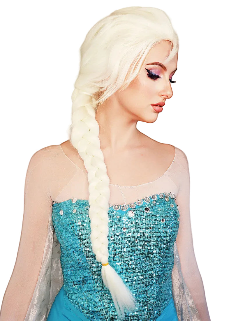Frozen Queen Womens Long Blonde Plaited Costume Wig - Alternative Image 3