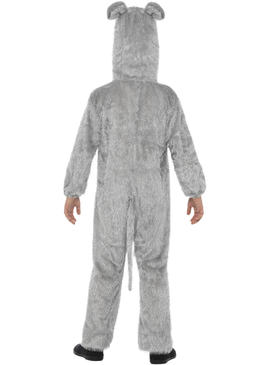 Kids animal mouse grey onesie costume  - Back image