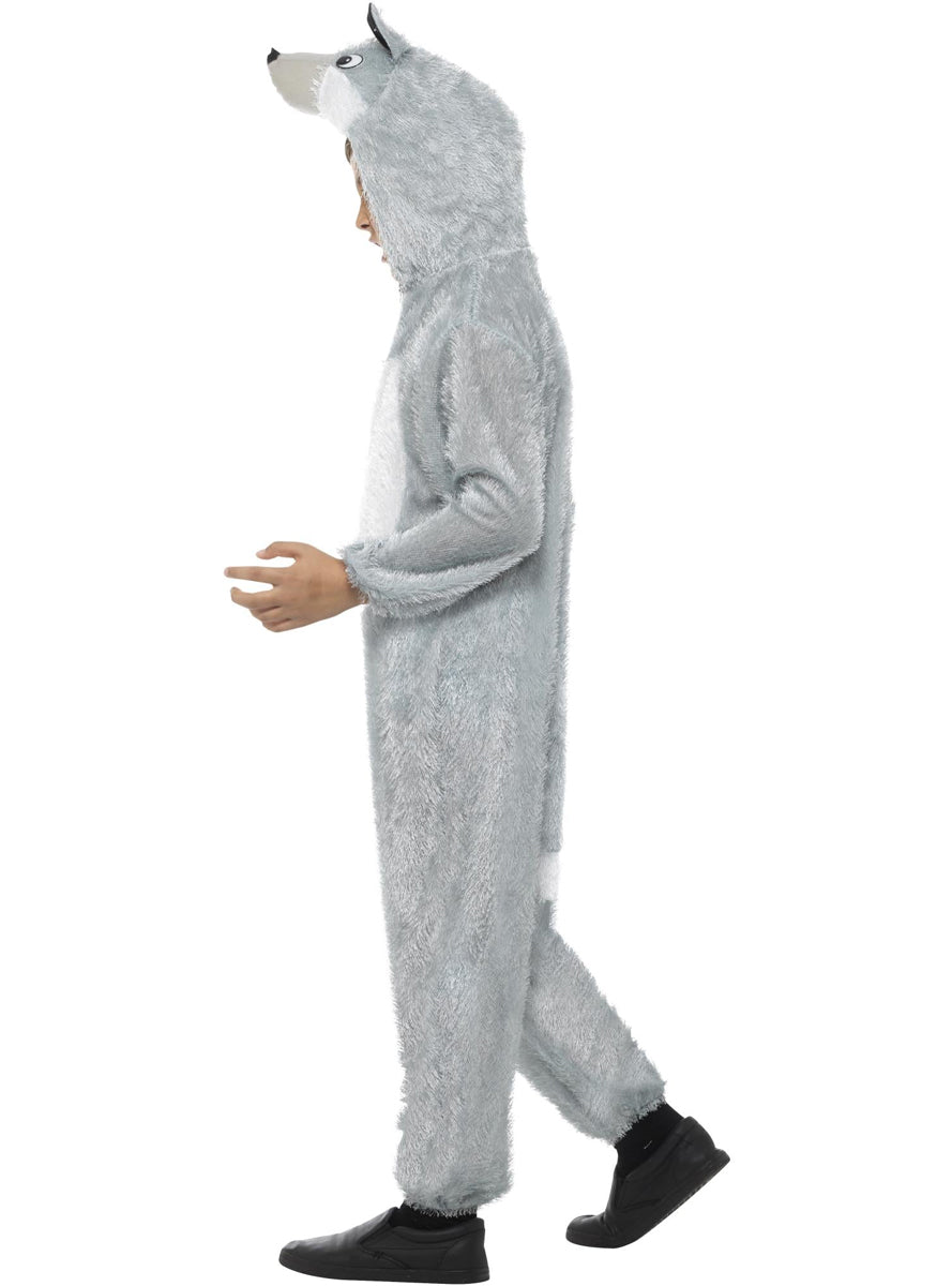 Boys Furry Grey Wolf Animal Costume Onesie K Smf 99818 A Side Image