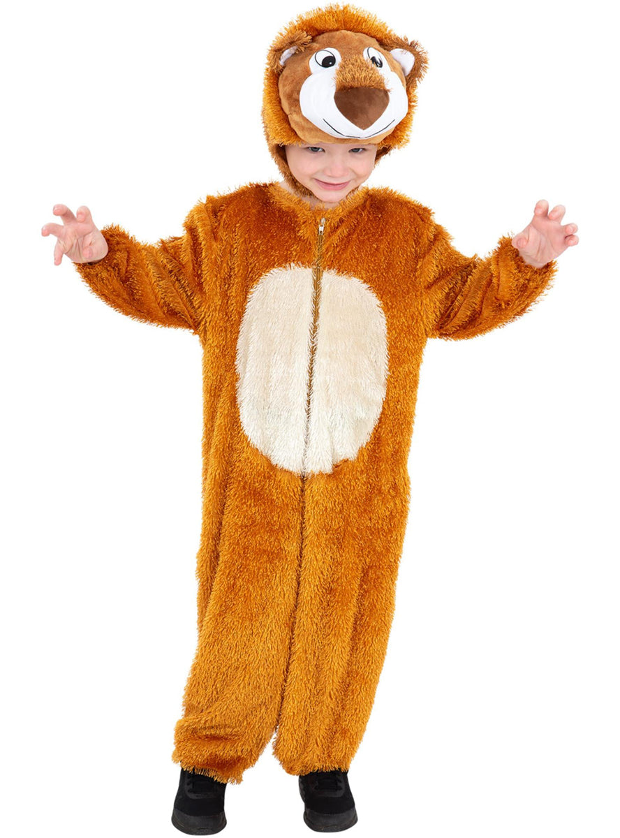 Kids orange lion costume onesie - Main image