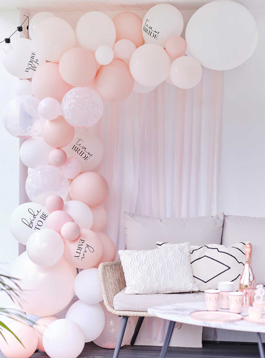 pale pink bride to be pastel balloon arch - alternative image
