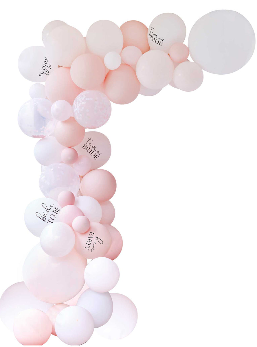 pale pink bride to be pastel balloon arch - main image
