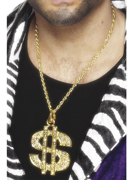 Gold Dollar Sign Gangster Necklace - Main Image