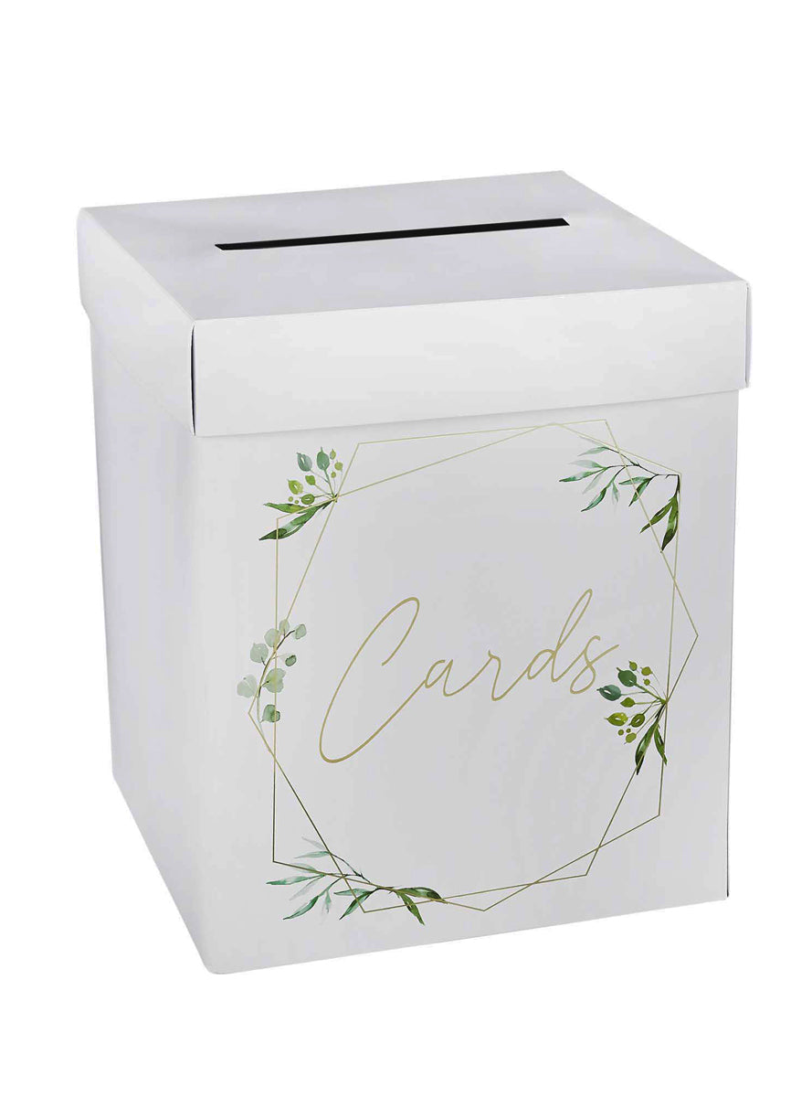 Geometric Greenery 30cm Wishing Well Card Box - Main Image