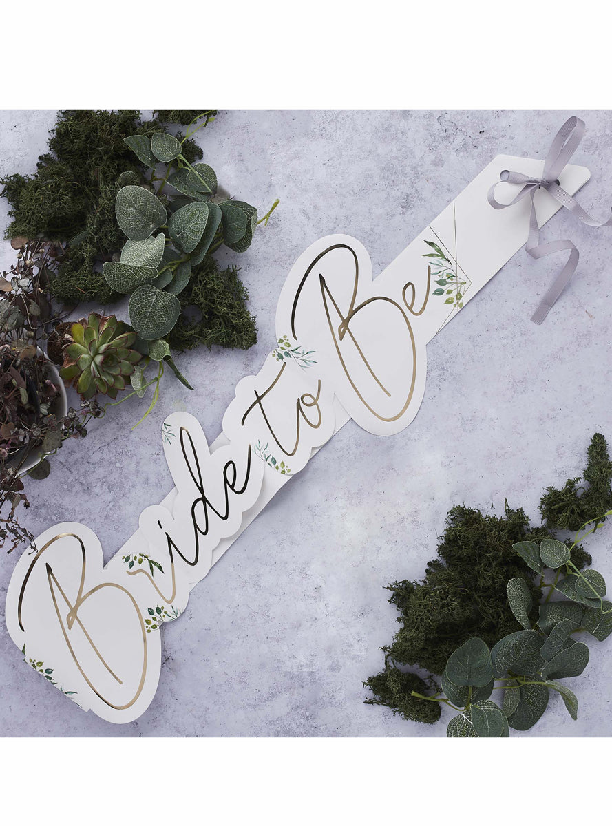 Geometric Greenery Hens Night Bride To Be Paper Sash - Lifestyle Image 2