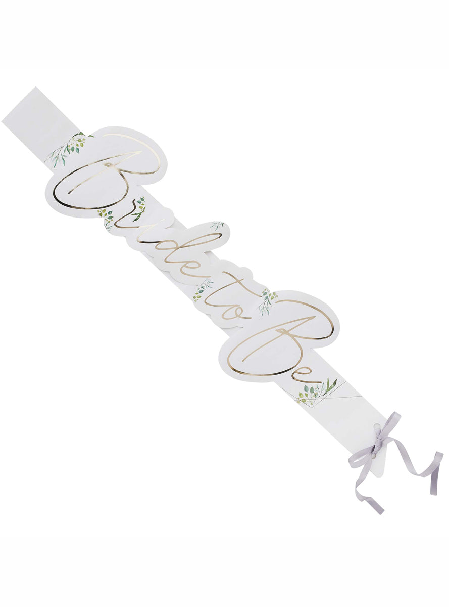 Geometric Greenery Hens Night Bride To Be Paper Sash - Main Image