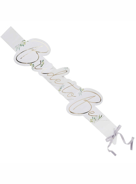 Geometric Greenery Hens Night Bride To Be Paper Sash - Main Image