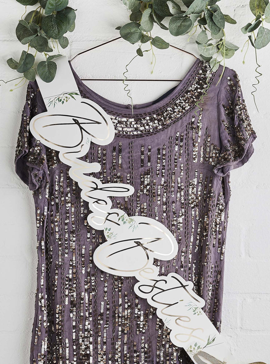 Geometric Greenery Hens Night Brides Besties Paper Sash - Lifestyle Image 2