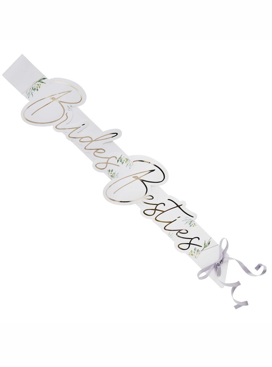 Geometric Greenery Hens Night Brides Besties Paper Sash - Main Image