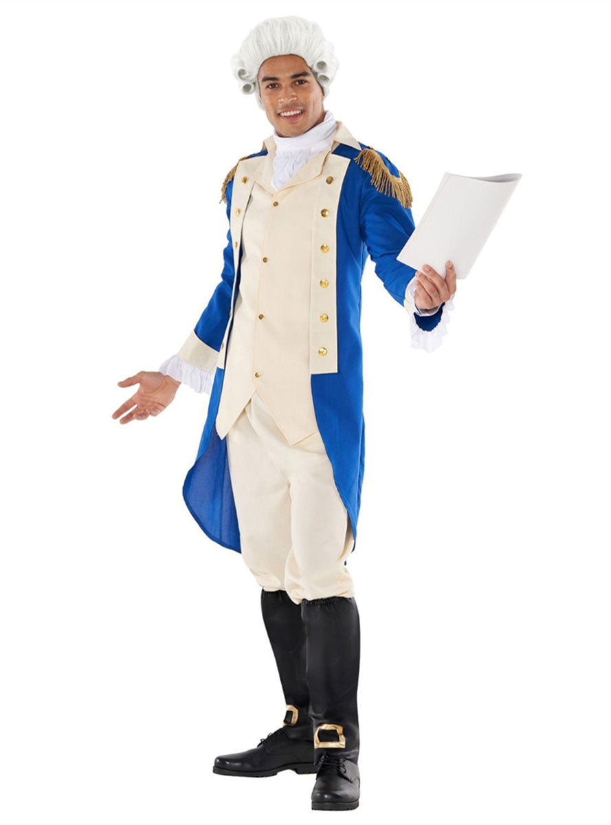 Mens Blue George Washington American Colonial Costume