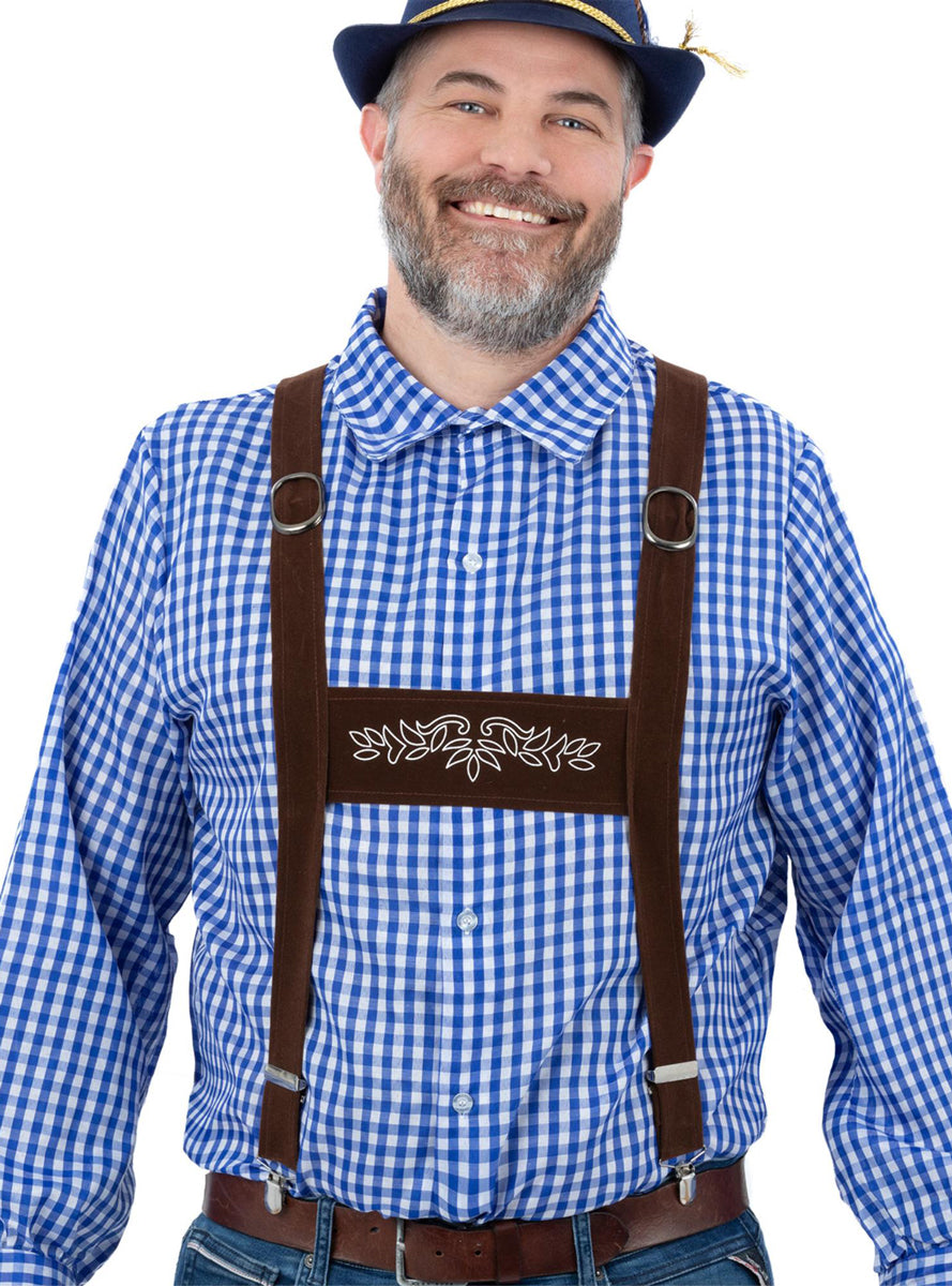 Traditional Brown Oktoberfest Lederhosen Braces - Main Image