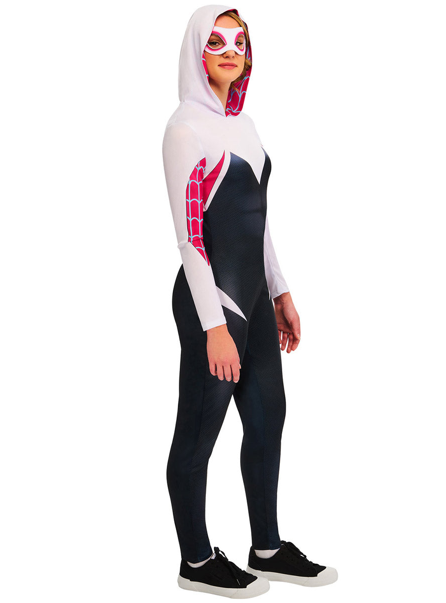 Womens Ghost Spider Marvel Superhero Costume Jumpsuit - Side Image 1