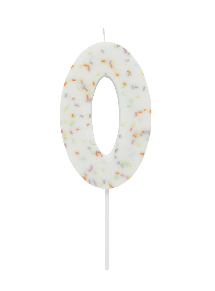 Giant Sprinkle 14cm Number 0 Candle - Main Image