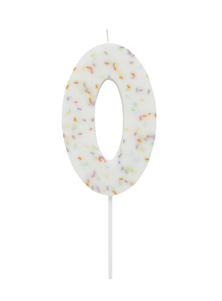 Giant Sprinkle 14cm Number 0 Candle - Main Image