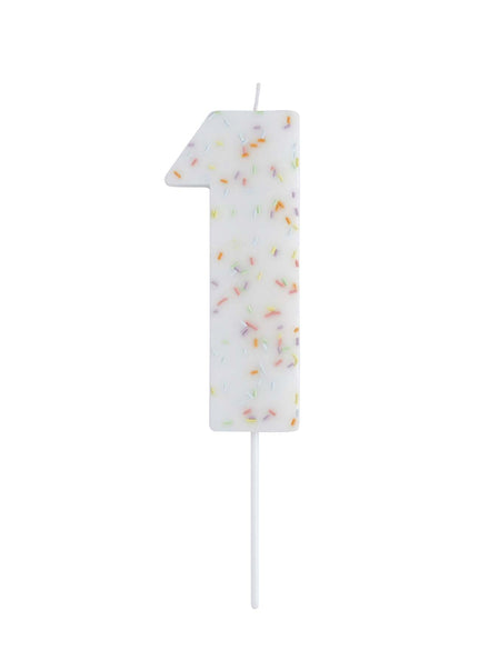 Giant Sprinkle 14cm Number 1 Candle - Main Image