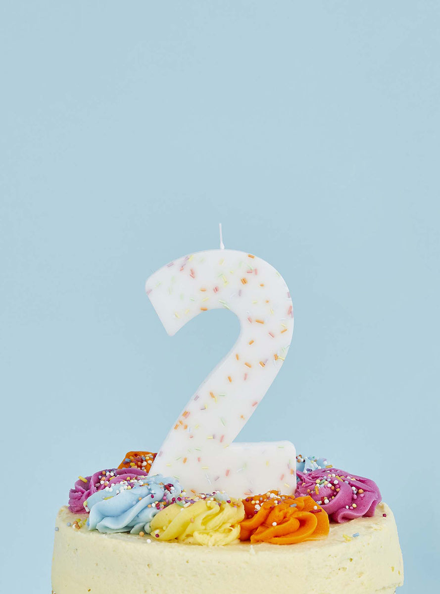 Giant Sprinkle 14cm Number 2 Candle - Lifestyle Image