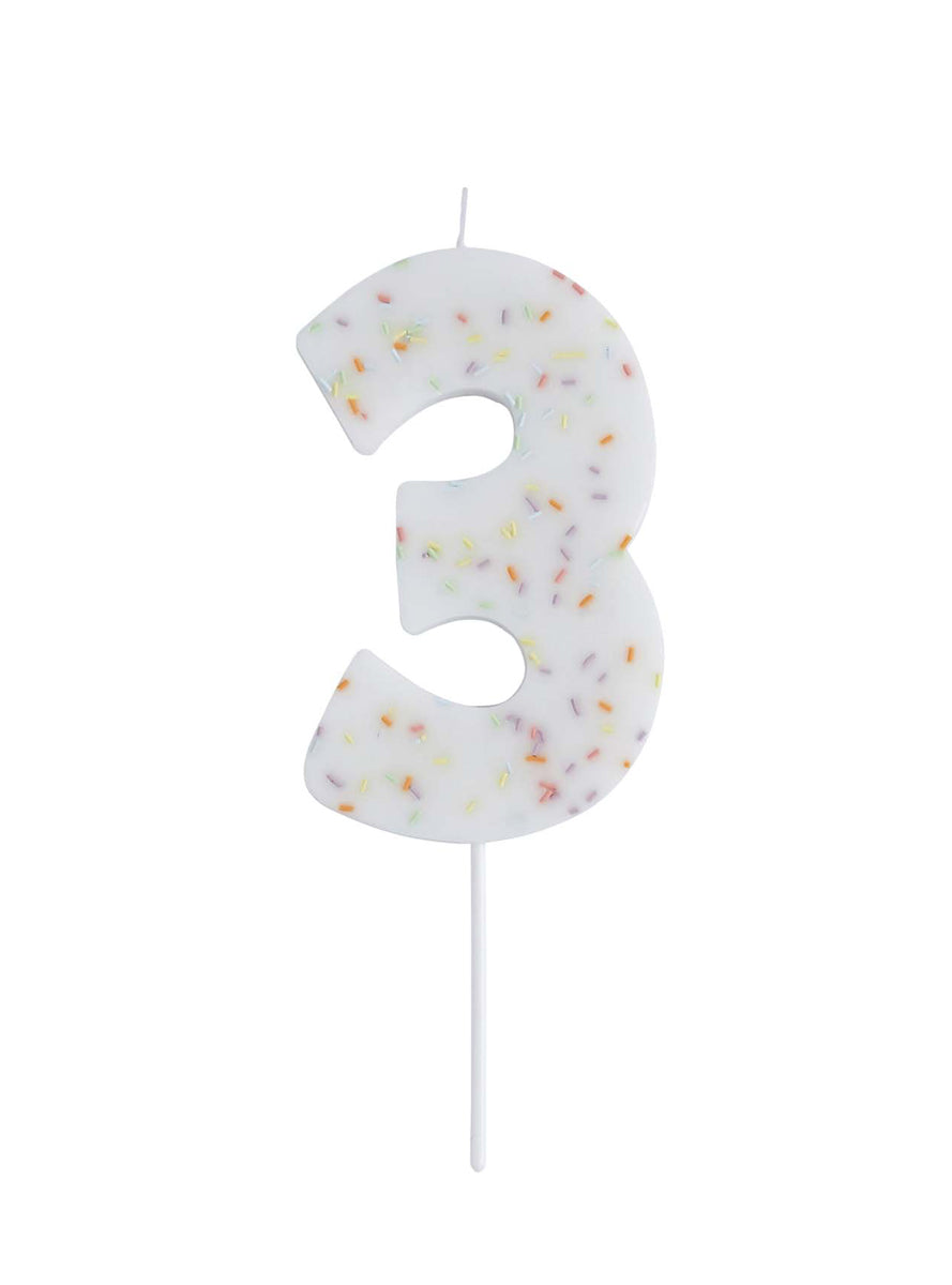 Giant Sprinkle 14cm Number 3 Candle - Main Image