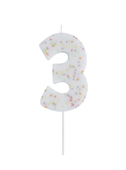 Giant Sprinkle 14cm Number 3 Candle - Main Image