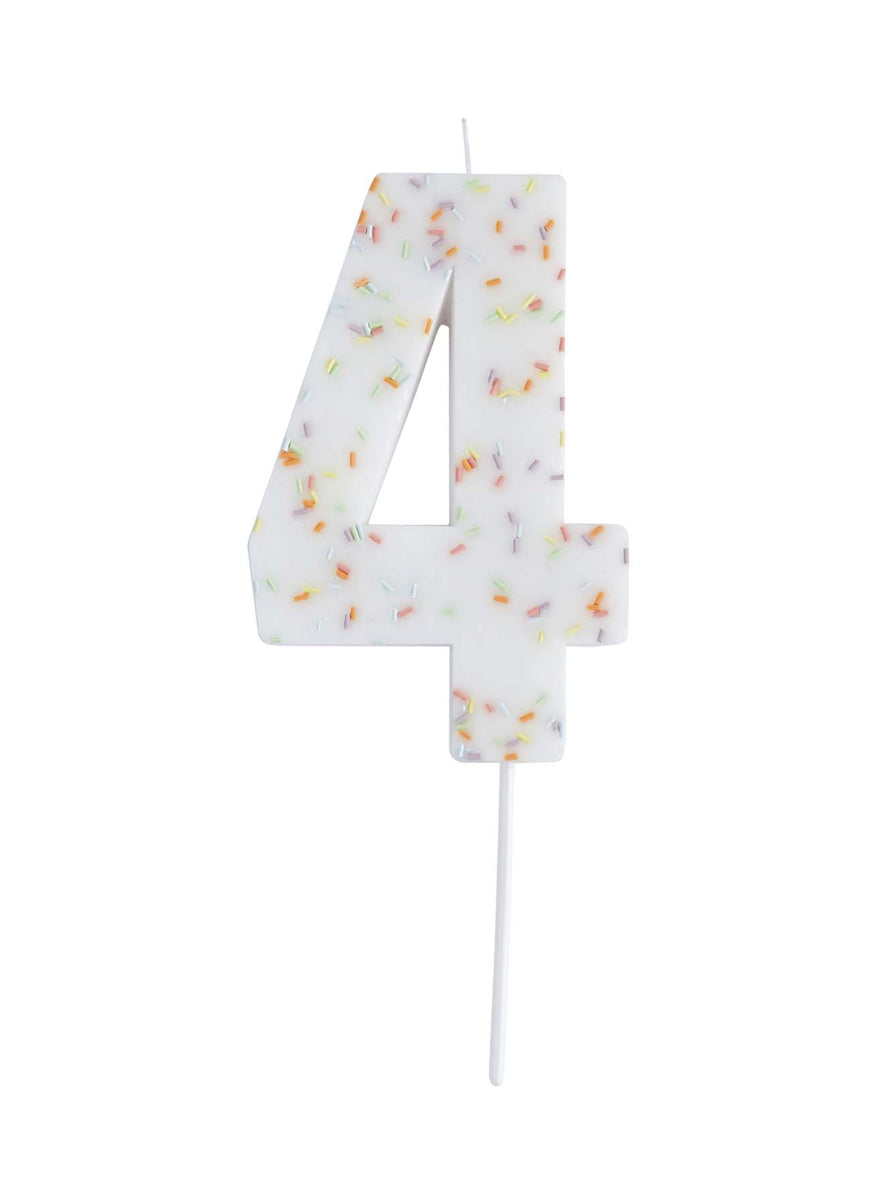 Giant Sprinkle 14cm Number 4 Candle - Main Image