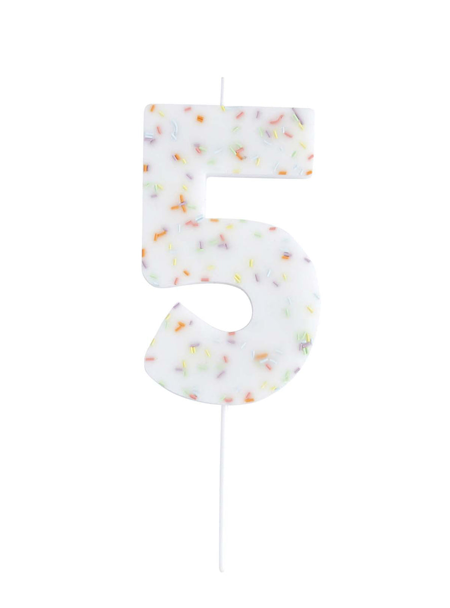 Giant Sprinkle 14cm Number 5 Candle - Main Image