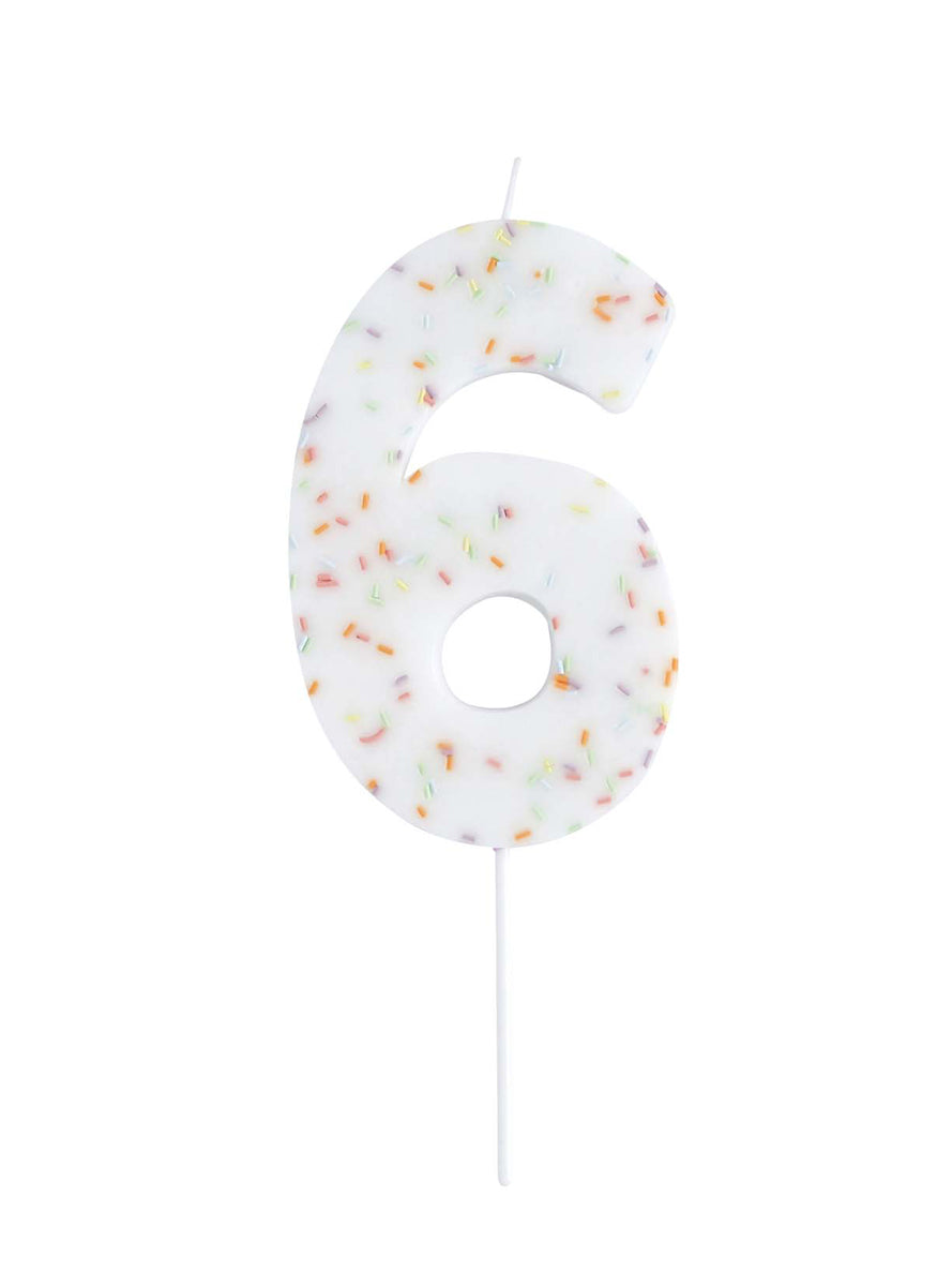 Giant Sprinkle 14cm Number 6 Candle - Main Image
