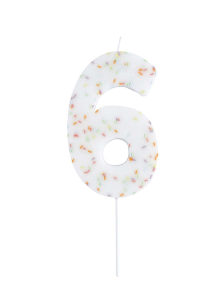 Giant Sprinkle 14cm Number 6 Candle - Main Image