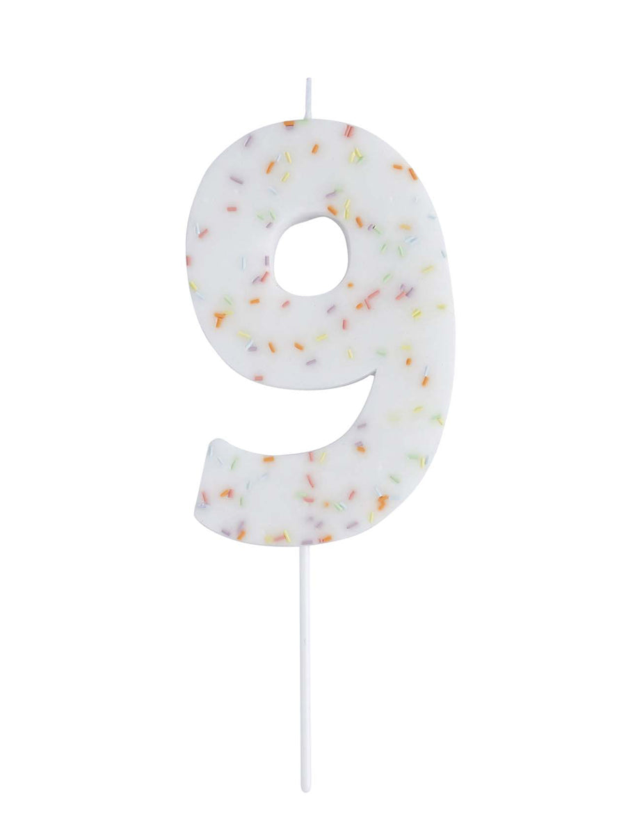 Giant Sprinkle 14cm Number 9 Candle - Main Image