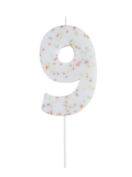 Giant Sprinkle 14cm Number 9 Candle - Main Image