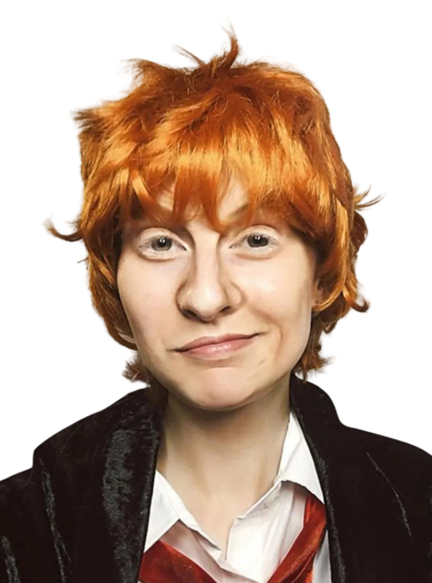 Ginger Wizard Mens Orange Short Scruffy Costume Wig - Main Image