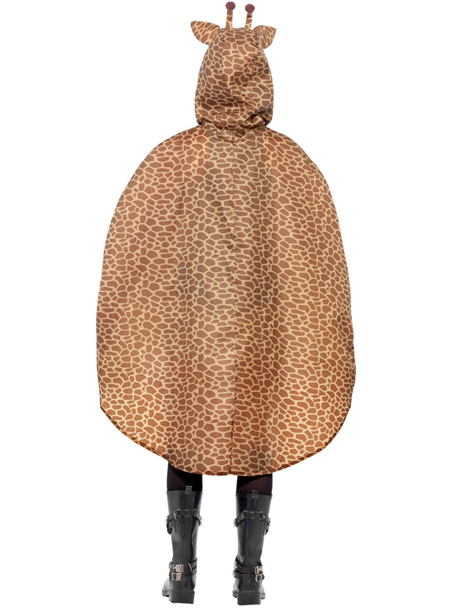 Brown Giraffe Poncho Costume for Women - Back Image
