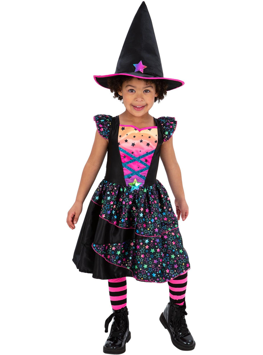 Girls Rainbow Neon Star Witch Halloween Costume K Smf 83089 Alternative Image