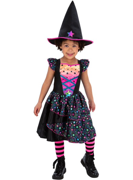 Girls Rainbow Neon Star Witch Halloween Costume K Smf 83089 Alternative Image