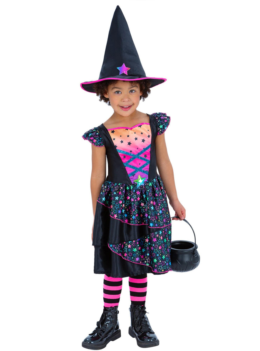 Girls Rainbow Neon Star Witch Halloween Costume K Smf 83089 Main Image