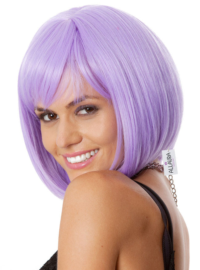 Glamour Womens Purple Long Bob Costume Wig with Fringe - Main Image