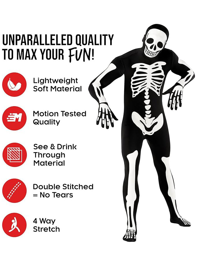 Glowing Skeleton Mens Halloween Morphsuit - Details Image