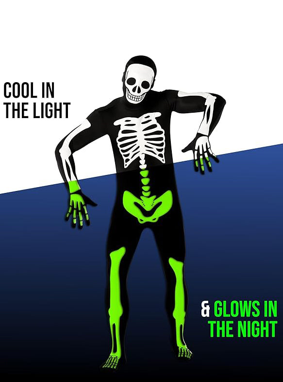 Glowing Skeleton Mens Halloween Morphsuit - Glow Image