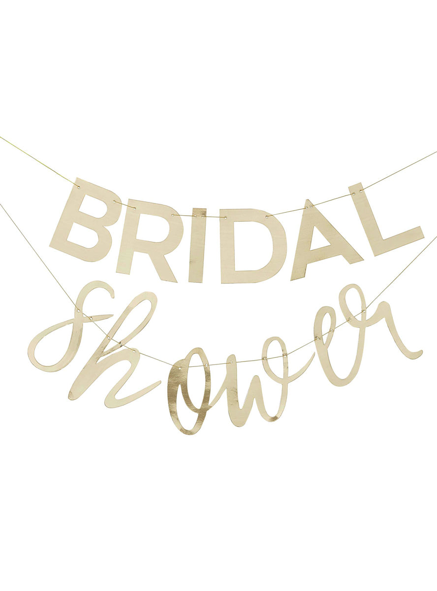 gold wedding bridal shower party banner - main image