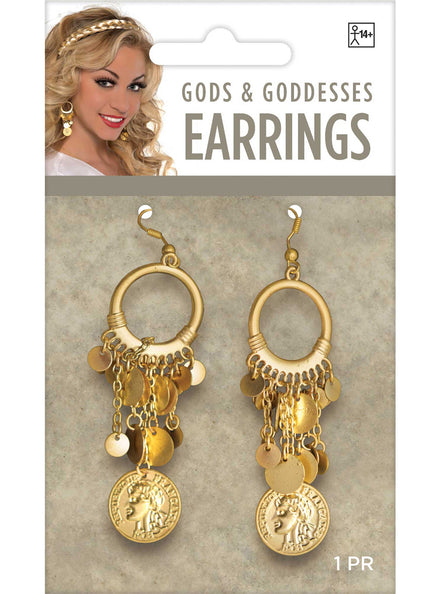 Gold Coin Goddess Costume Earrings