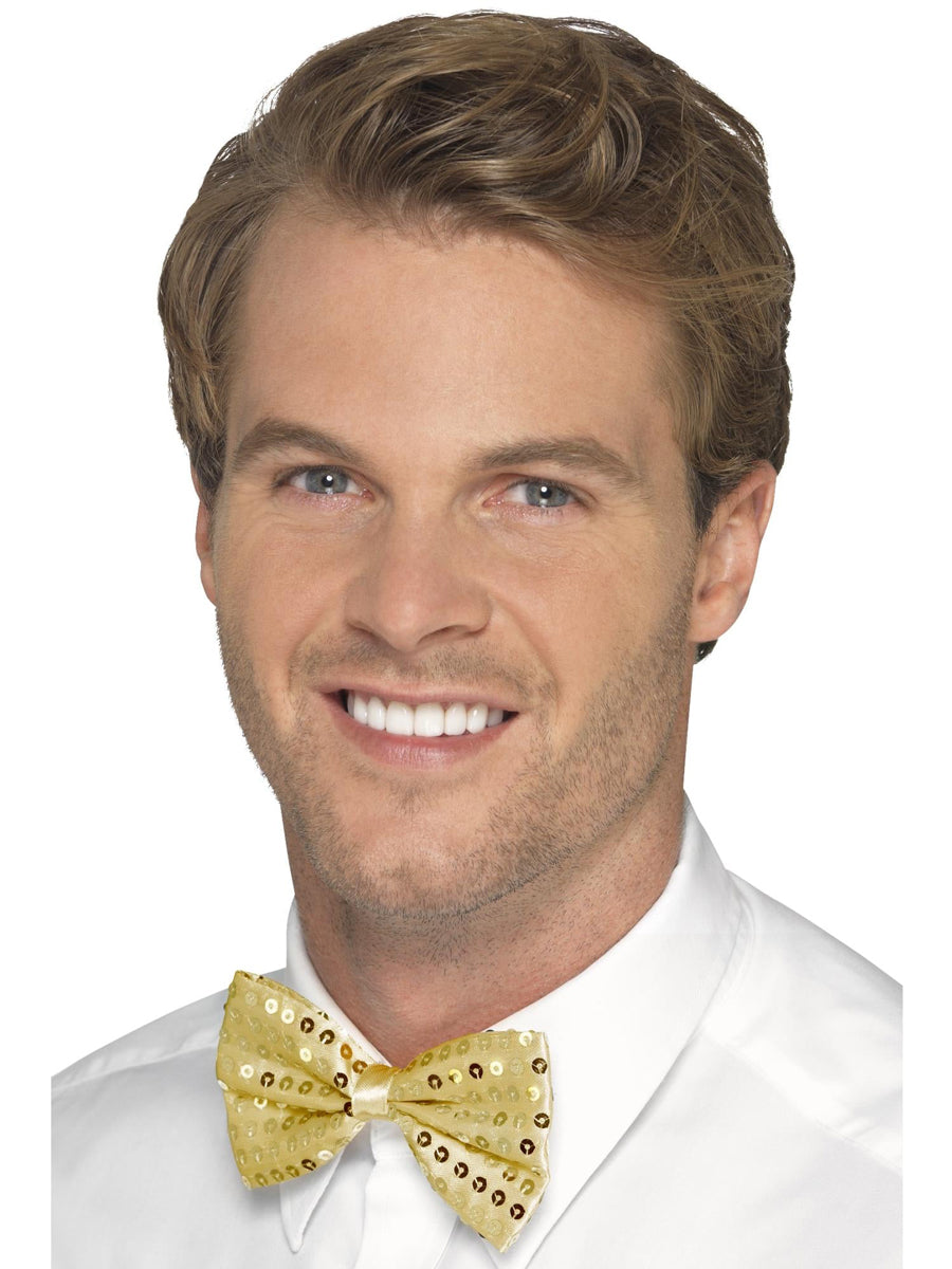 Adults Gold Sequin Bow Tie Accessory - Main Image