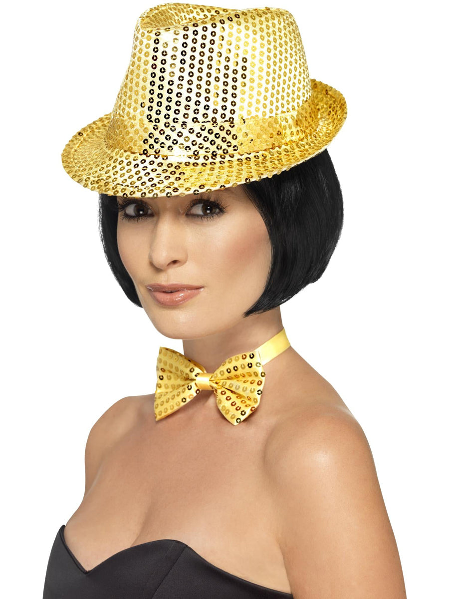 Adults Gold Sequin Trilby Costume Hat - Main Image