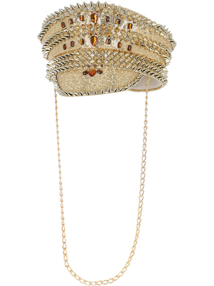 Deluxe Gold Studded and Jewelled Festival Hat - Main Image