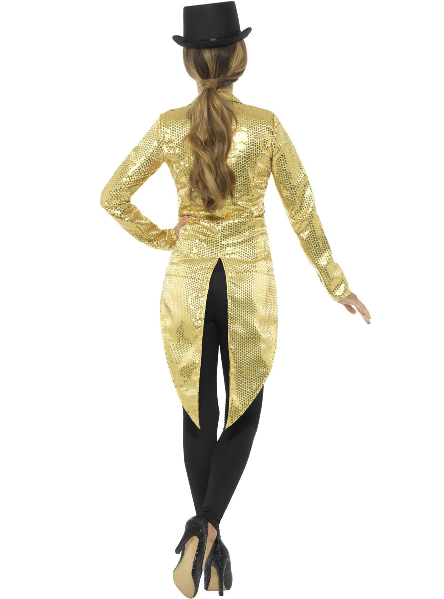 Womens Gold Sequin Tailcoat Costume Jacket - Back Image