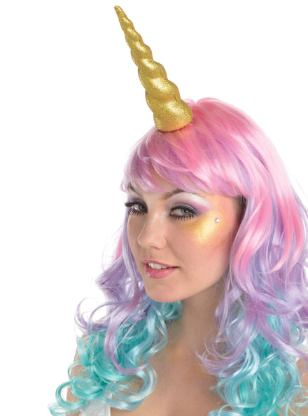 Gold Glitter Unicorn Horn on Elastic