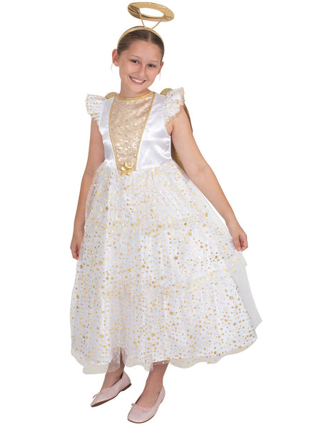 Deluxe Girls Christmas Angel Costume - Main Image
